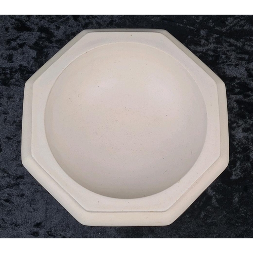 18 - Vintage baptismal font with gothic-style quatrefoil carvings on its side panels - unglazed finish. A... 