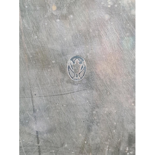 19 - 1930s decorative silver-plate tray with a pierced border and scrollwork handles. Enscribed with the ... 