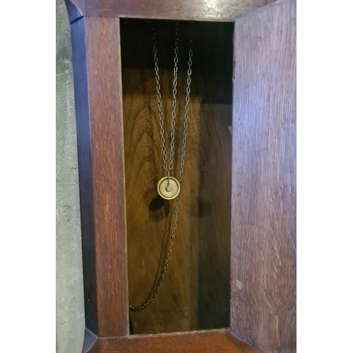 2 - Antique Georgian oak and mahogany long case clock. Square painted dial with gold leaf corners and fl... 