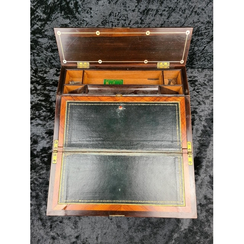 23 - 19th-century rosewood desktop writing slope featuring intricate mother-of-pearl inlay - and key whic... 