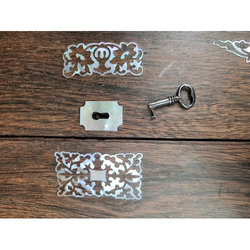 23 - 19th-century rosewood desktop writing slope featuring intricate mother-of-pearl inlay - and key whic... 