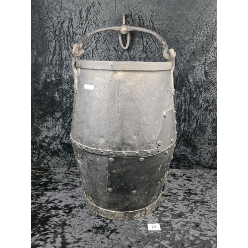 24 - 19th-century English well bucket - designed with a tapered shape to tip forward and fill with water ... 