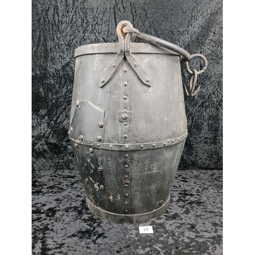 24 - 19th-century English well bucket - designed with a tapered shape to tip forward and fill with water ... 