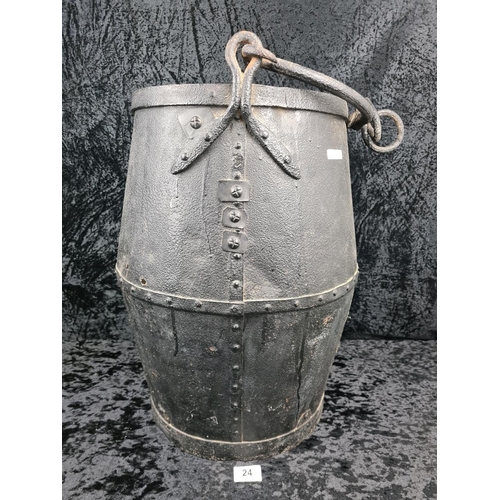 24 - 19th-century English well bucket - designed with a tapered shape to tip forward and fill with water ... 