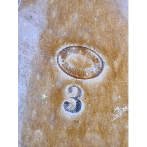 26 - Impressive pair of antique stoneware flagons in a two-tone colour-way with salt glaze finish. Each a... 