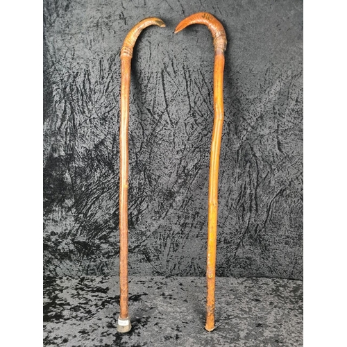 27b - Pair of Exmoor sheep horn shepherd sticks.
