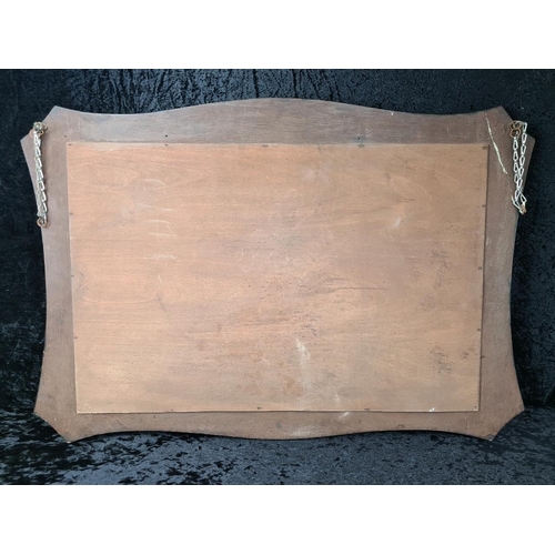 28 - Early 20th-century oak framed bevel-edge mirror with decorative rope-style trim. Frame approx H62cm ... 