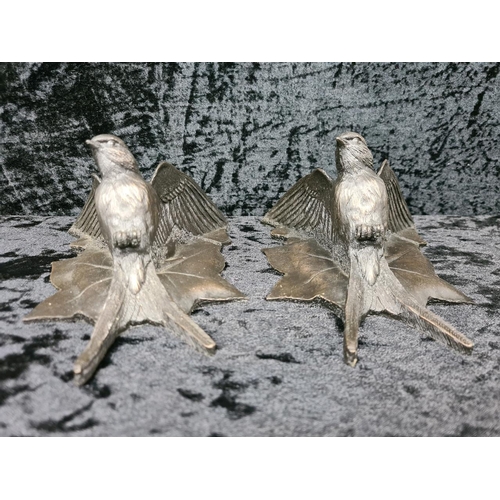 30 - Really unusual pair of black ceramic bird wall pockets. Each approx H19cm.