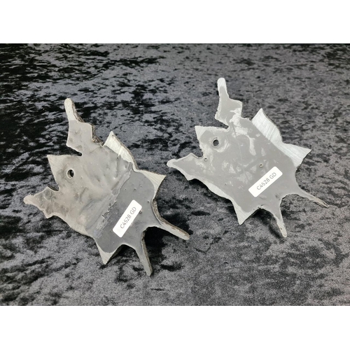 30 - Really unusual pair of black ceramic bird wall pockets. Each approx H19cm.