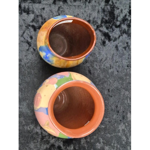 32 - Very pretty pair of Devon Tors pottery vases, both with stamp marks to bases. Tallest approx H21cm.