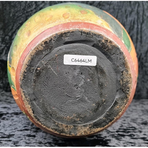 33 - Fabulous large decorative vase made from wood and handprinted with tropical fish. Most likely Centra... 