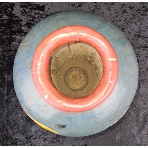 33 - Fabulous large decorative vase made from wood and handprinted with tropical fish. Most likely Centra... 