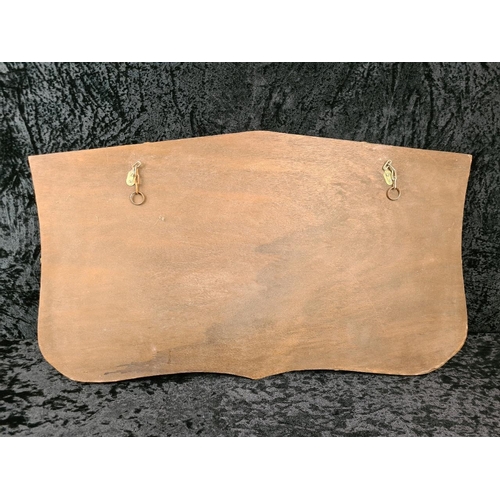 34 - Vintage frameless bevel-edged wall mirror - needs replacement chain. Approx H38 x W64cm.