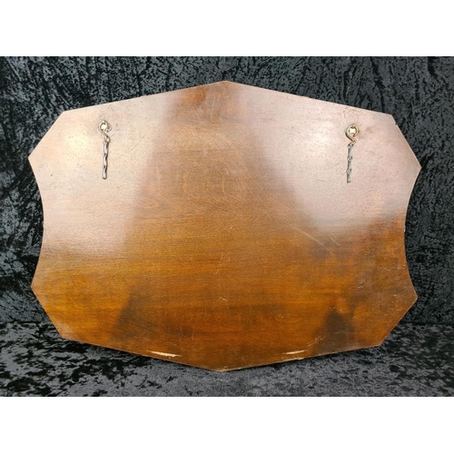 37 - Vintage Art Deco style frameless bevel-edge wall mirror - needs replacement chain. Approx H45 x W64c... 