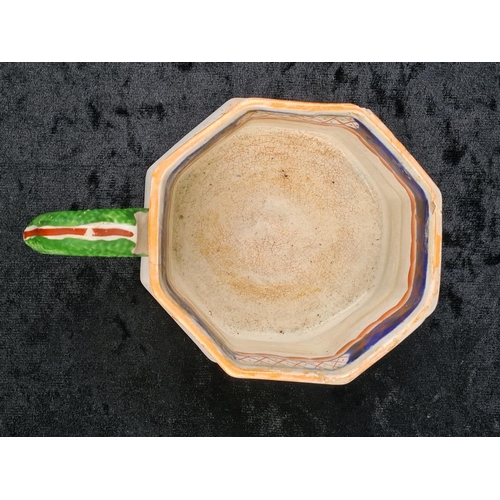 39 - Wonderful antique Georgian, early 19th-century Staffordshire ironstone octagonal mug with a green se... 