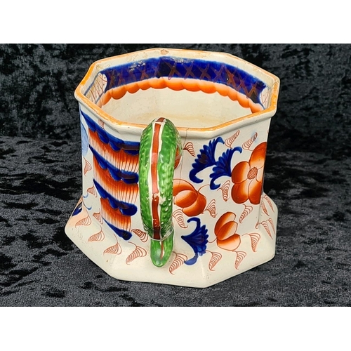 39 - Wonderful antique Georgian, early 19th-century Staffordshire ironstone octagonal mug with a green se... 