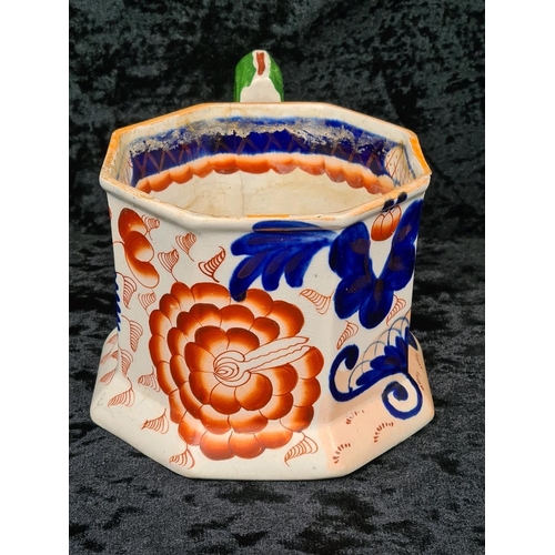 39 - Wonderful antique Georgian, early 19th-century Staffordshire ironstone octagonal mug with a green se... 