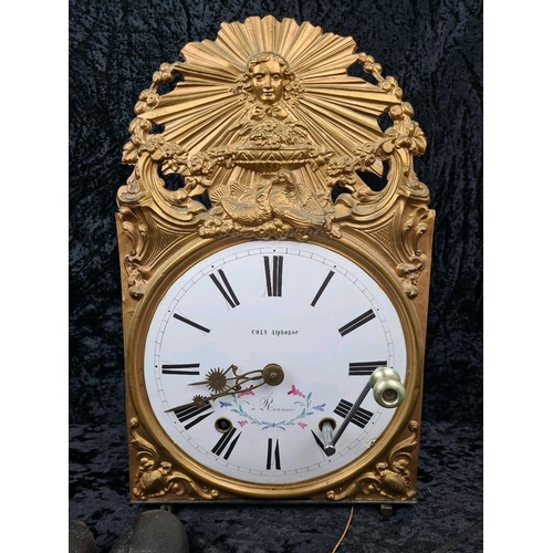 44 - Impressive 19th century French Comtoise clock - Coly Alphonse à Roanne - with clock movement, two he... 