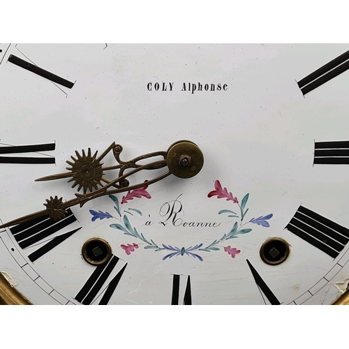 44 - Impressive 19th century French Comtoise clock - Coly Alphonse à Roanne - with clock movement, two he... 