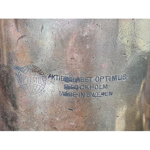 47 - Industrial-style electric table lamp repurposed from a vintage brass blow-torch. Approx H45cm.