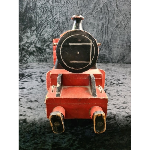 52 - Extra large, vintage, handsome and handmade wood and cast iron Hornby model train locomotive with th... 