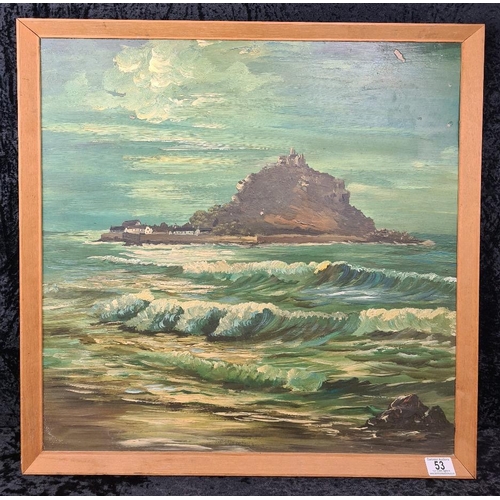 53 - Framed oil on board of St Michael's Mount, Marazion in Cornwall - painted in an impressionist style ... 