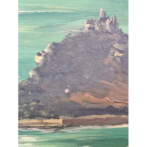 53 - Framed oil on board of St Michael's Mount, Marazion in Cornwall - painted in an impressionist style ... 