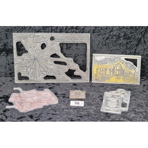 56 - Set of vintage metal embossing plates of Devon and Cornwall.