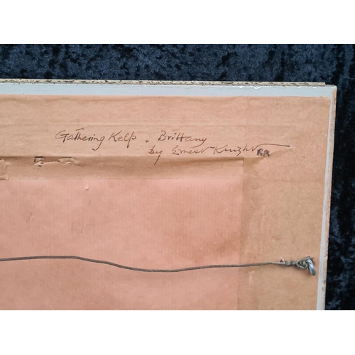 57 - Evocative oil painting by well-known British artist Ernest Knight - entitled Gathering Kelp - Britta... 