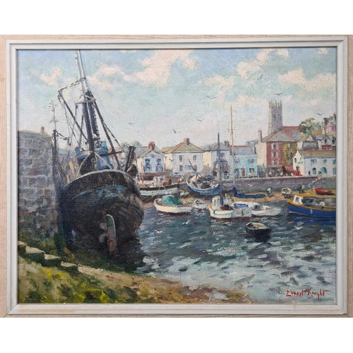 57a - Fantastic original oil painting of Brixham Inner Harbour by the West Country artist Ernest Knight. F... 