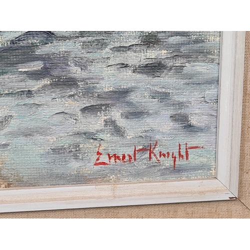 57a - Fantastic original oil painting of Brixham Inner Harbour by the West Country artist Ernest Knight. F... 