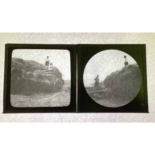 59 - Box of antique Magic Lantern glass plates - this collection features mainly scenes around the UK and... 