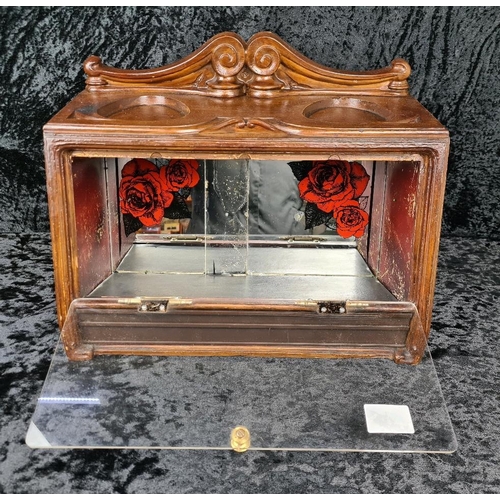 66 - Wooden cigar / tobacco display cabinet with two small compartments on the top surface, designed for ... 