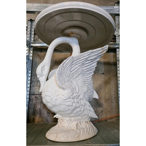 68 - Wow-tastic vintage Casa Fina white glazed ceramic swan sculpture table! It’s absolutely stunning, pr... 