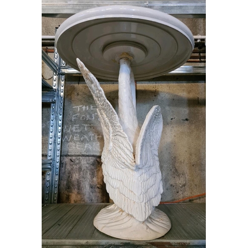 68 - Wow-tastic vintage Casa Fina white glazed ceramic swan sculpture table! It’s absolutely stunning, pr... 
