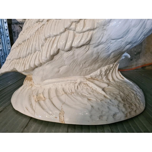 68 - Wow-tastic vintage Casa Fina white glazed ceramic swan sculpture table! It’s absolutely stunning, pr... 