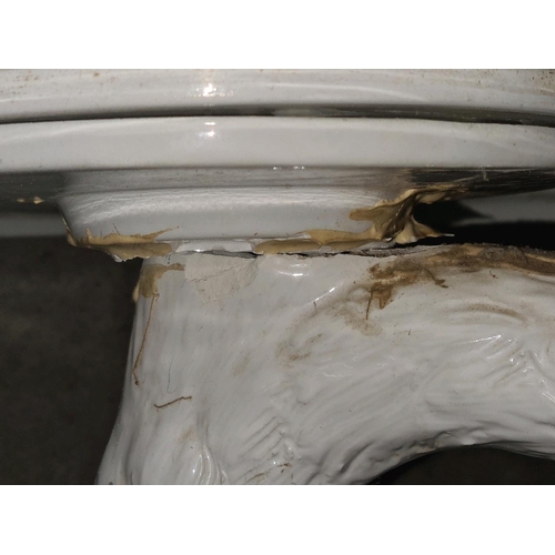 68 - Wow-tastic vintage Casa Fina white glazed ceramic swan sculpture table! It’s absolutely stunning, pr... 