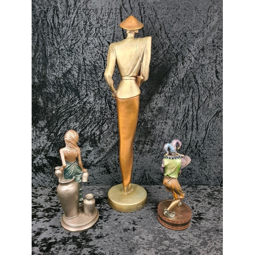69 - Three eye-catching figurines including a 1987 Austin Productions David Fisher of an Art Deco woman. ... 