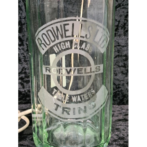 74 - Vintage soda siphon glass bottle converted to an electric lamp. Approx H40cm.
