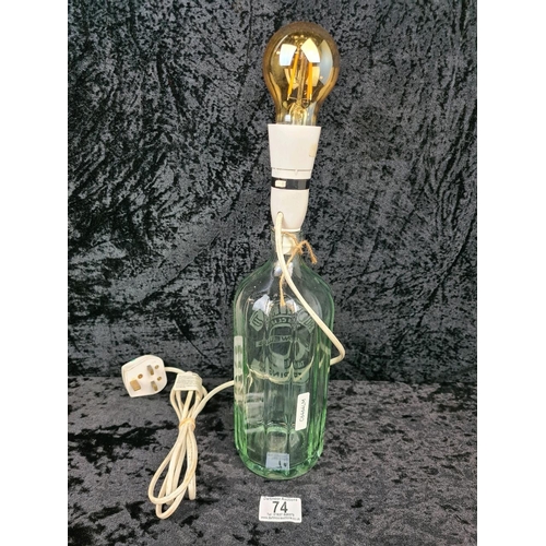 74 - Vintage soda siphon glass bottle converted to an electric lamp. Approx H40cm.