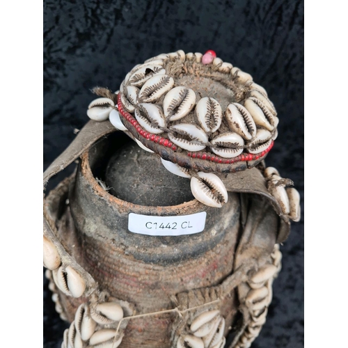 77 - Traditional Ethiopian milk/water container - a cowrie shell adorned woven vessel, often referred to ... 