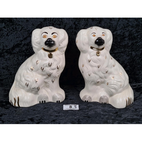 8 - Pair of vintage 1960s Beswick Staffordshire Spaniel mantle dogs. Each approx H20cm.