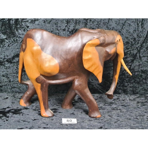 80 - Rather magnificent hand-crafted rosewood/teak elephant sculpture, most likely from Thailand or India... 