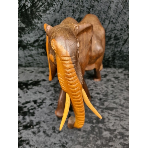 80 - Rather magnificent hand-crafted rosewood/teak elephant sculpture, most likely from Thailand or India... 