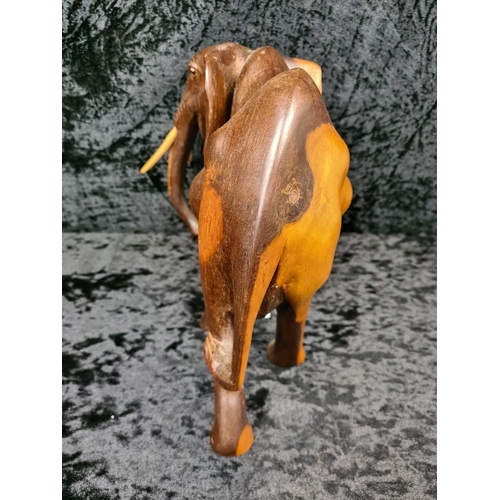 80 - Rather magnificent hand-crafted rosewood/teak elephant sculpture, most likely from Thailand or India... 