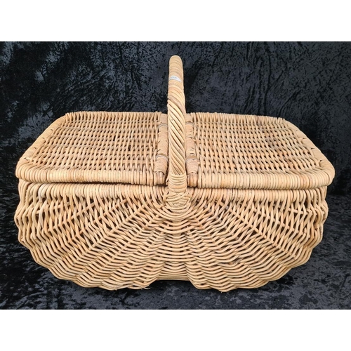 91 - Curvaceous, strong and sturdy wicker hamper basket. Approx W61cm.