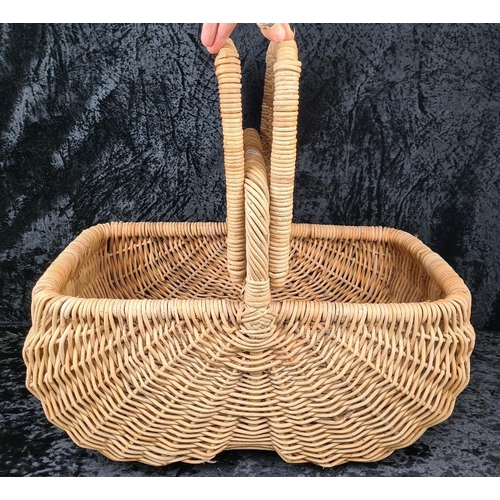 91 - Curvaceous, strong and sturdy wicker hamper basket. Approx W61cm.