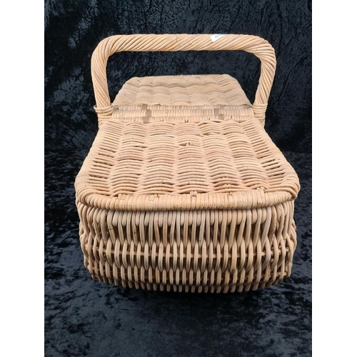 91 - Curvaceous, strong and sturdy wicker hamper basket. Approx W61cm.
