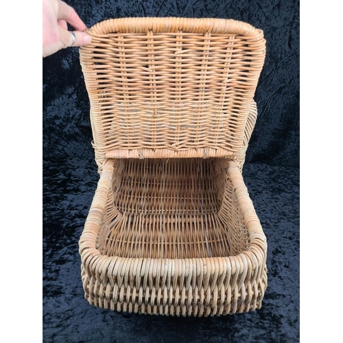 91 - Curvaceous, strong and sturdy wicker hamper basket. Approx W61cm.