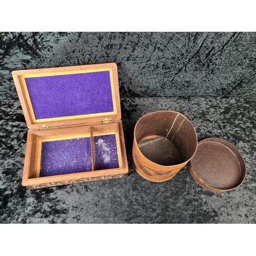 95 - 1930s Indonesian wooden coffret carved with an intricate floral and leaf design and a vintage leathe... 